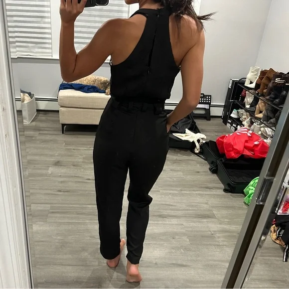 Lulus In the City Black Surplice Sleeveless Jumpsuit - Picture 5 of 9